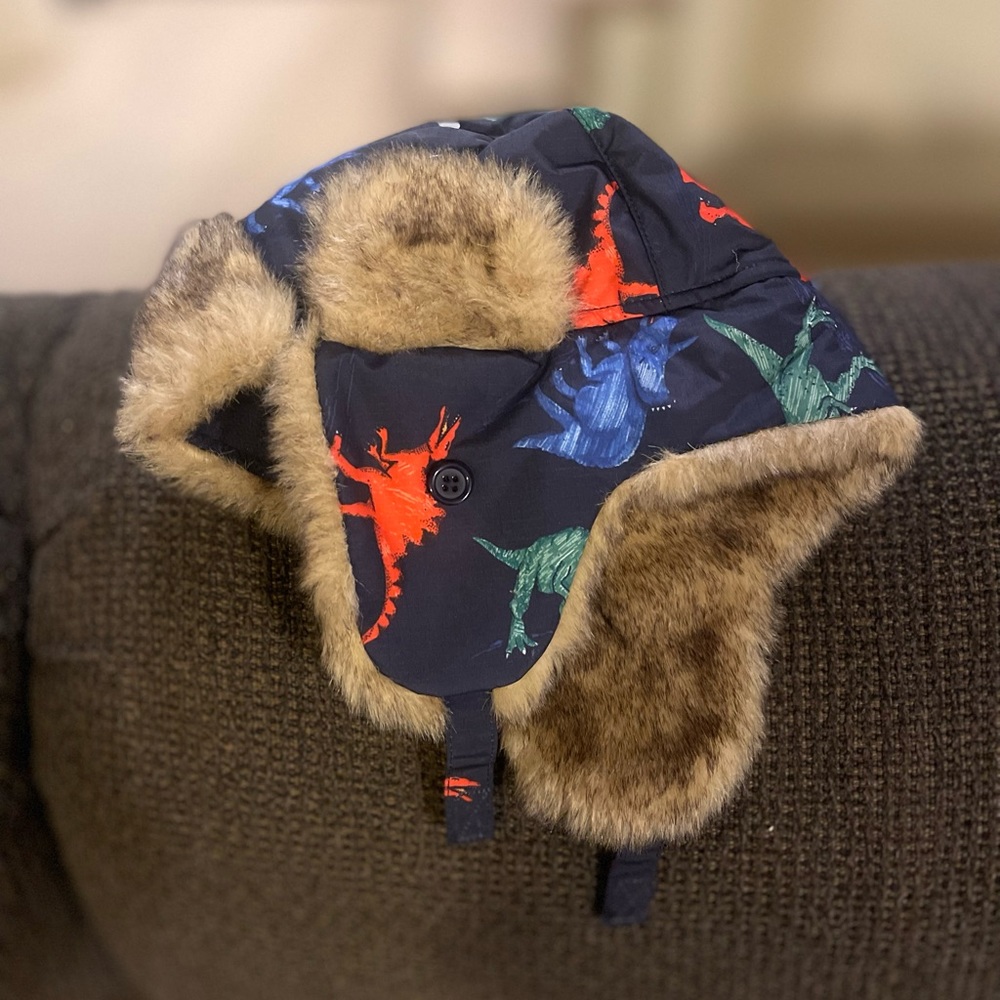 Toddler winter dinosaur hat